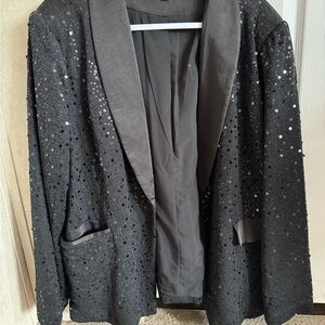 Cato Shimmering Black Sequin Blazer